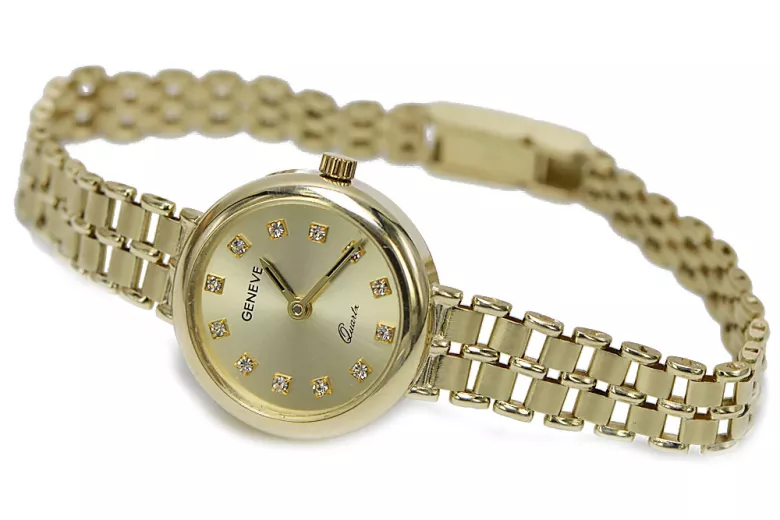 Italian yellow 14k gold 585 lady Geneve watch lw041y