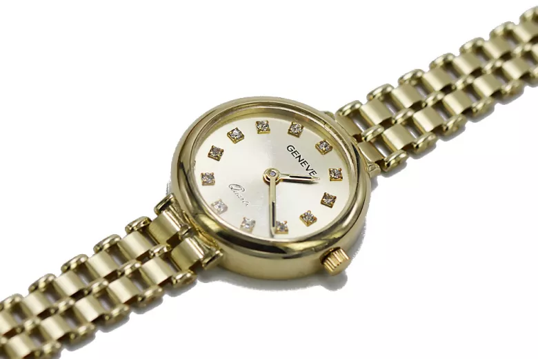 Galben italian 14k aur 585 doamnă Geneve ceas lw041y