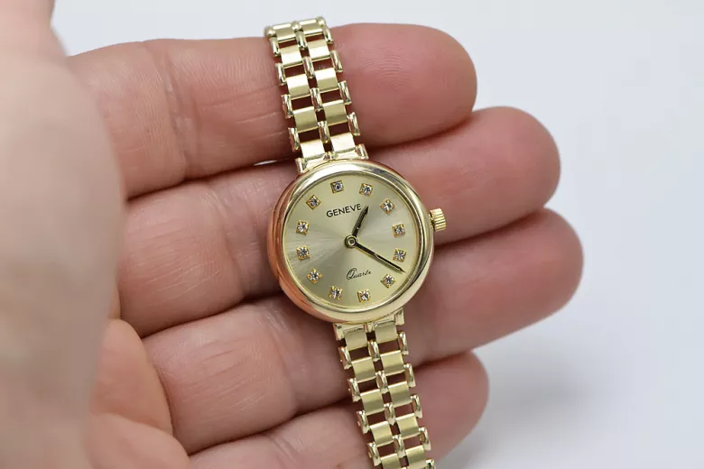 Galben italian 14k aur 585 doamnă Geneve ceas lw041y