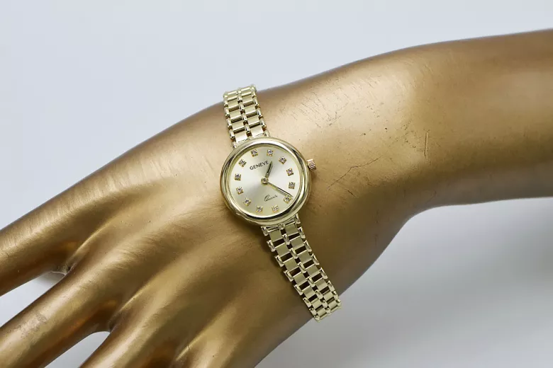 Italian yellow 14k gold 585 lady Geneve watch lw041y