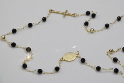 Италиански 14k злато броеница оникс Dolce Gabbana верига rcc006y