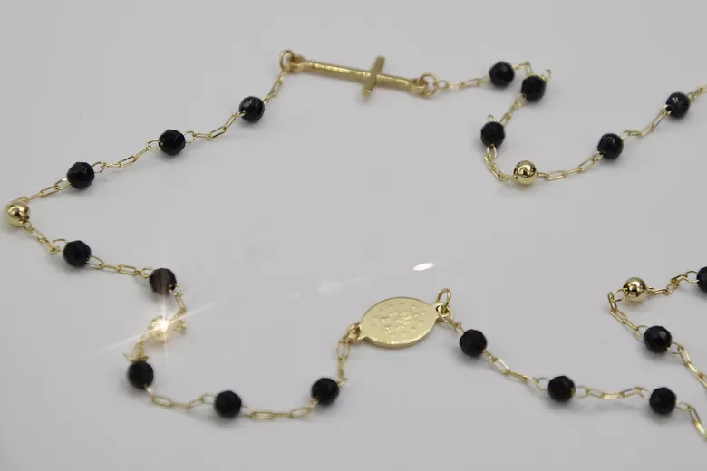 Italienischer Rosenkranz aus 14 Karat Gold mit Onyx-Dolce-Gabbana-Kette rcc006y