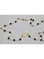 Italian 14k gold rosary onyx Dolce Gabbana chain rcc006y