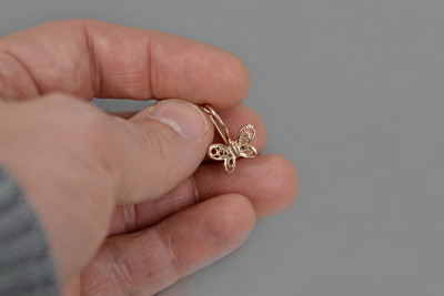 "Exquisitos Aretes de Mariposa en Oro Rosa Antiguo Original de 14k Sin Piedras" ven173