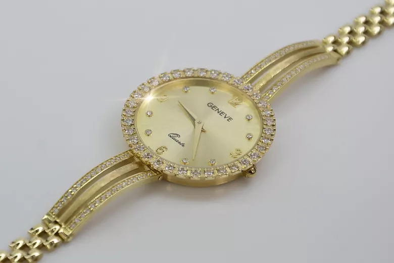 Italienische Damenuhr aus Gelbgold, Geneve Lady Gift lw108y