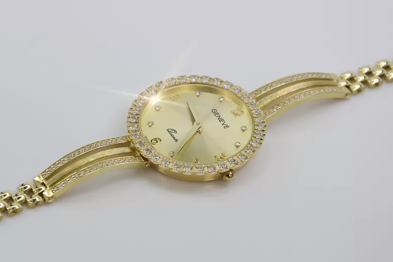 Italienische Damenuhr aus Gelbgold, Geneve Lady Gift lw108y