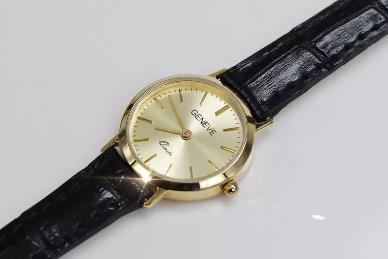 Gold men's watch Geneve ★ zlotychlopak.pl ★ Gold purity 585 333 Low Price!