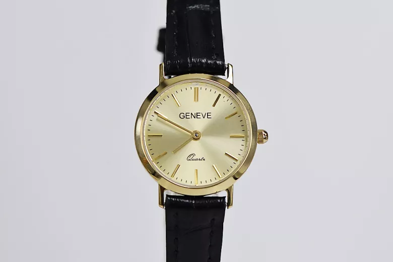 Gold men's watch Geneve ★ zlotychlopak.pl ★ Gold purity 585 333 Low Price!