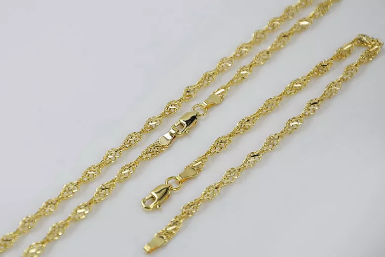 Vintage rose (Italian yellow) gold Rope Singapore chain cc076