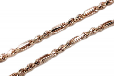 Vintage rose pink 14k 585 gold Corda-Figaro chain cc082r