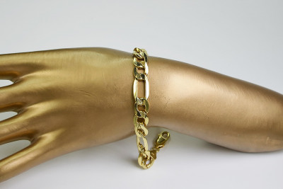 Rosa rusa (amarillo italiano) oro Figaro corte diamante pulsera hueca cb010