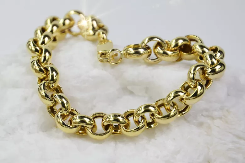 Bracelet d’ancrage en or jaune italien 14 carats cb025y