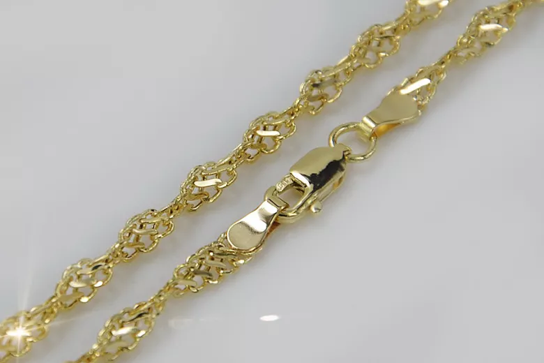 Italian yellow 14k gold New Rope Singapore diamond cut bracelet hollow cb076y