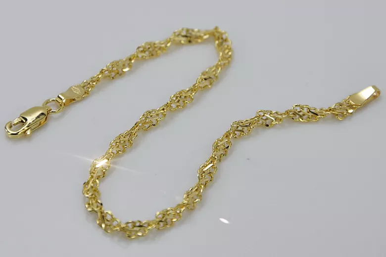 Italienisches gelbes 14-Karat-Gold New Rope Singapore Diamantschliff-Armband hohl cb076y