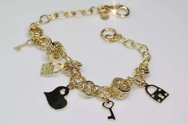 Italian yellow Vintage rose gold charms bracelet cb113