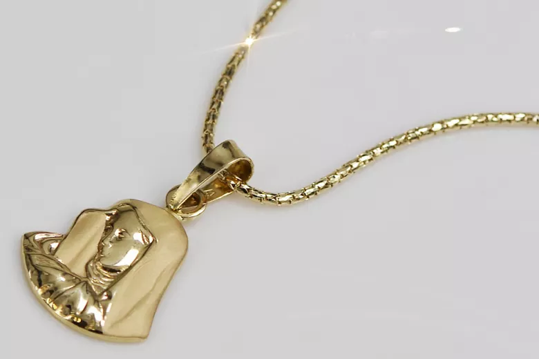 Mother of God medallion & Snake 14k 585 gold chain