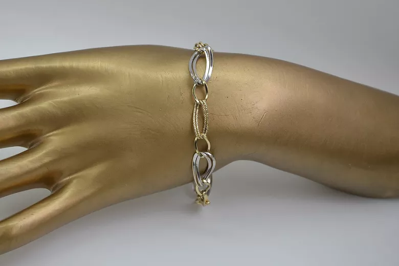 Italian yellow white 14k 585 gold bracelet cb013yw