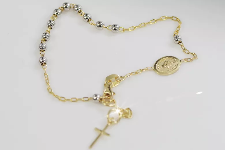 Italian 14k gold rosary "Dolce Gab" bracelet rbc002yw