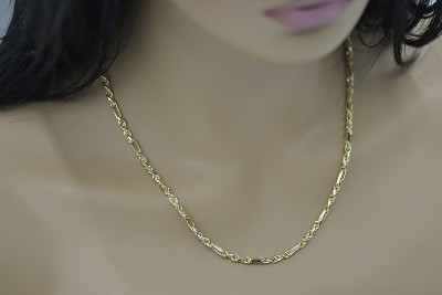 Italienische Corda-Figaro-Kette aus 14 Karat Gelbgold cc082y