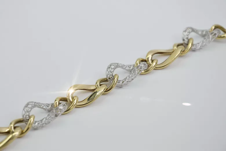 Yellow & white Italian gold fancy bracelet cb141