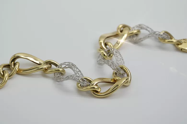 Yellow & white Italian gold fancy bracelet cb141