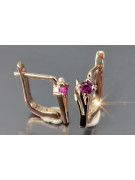 Vintage rose pink 14k 585 gold earrings vec042 alexandrite ruby emerald sapphire ...