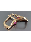 Vintage rose pink 14k 585 gold earrings vec042 alexandrite ruby emerald sapphire ...