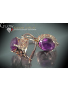 Boucles d’oreilles en or rose soviétique russe 14k 585 vec044 alexandrite rubis émeraude saphir ...