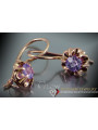 Boucles d’oreilles en or rose soviétique russe 14k 585 vec060 alexandrite rubis émeraude saphir ...