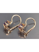 Vintage rose pink 14k 585 gold earrings vec060 alexandrite ruby emerald sapphire ...