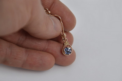 Vintage kolczyki z 14k 585 różowego złota vec065 aleksandryt rubin szmaragd szafir ...