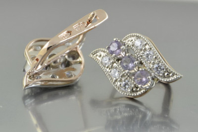 Русская советская розовая роза 14k 585 золото серьги vec068 александрит рубин изумруд сапфир ...