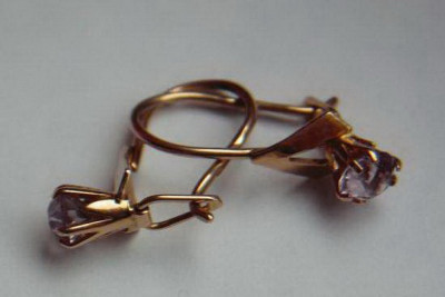 Boucles d’oreilles en or russe rose rose 14k 585 vec077 alexandrite rubis émeraude saphir ...