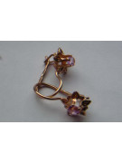 Boucles d’oreilles en or rose soviétique russe 14k 585 vec078 alexandrite rubis émeraude saphir ...