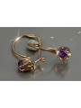 Boucles d’oreilles en or rose soviétique russe 14k 585 vec080 alexandrite rubis émeraude saphir ...