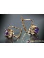 Boucles d’oreilles en or rose soviétique russe 14k 585 vec081 alexandrite rubis émeraude saphir ...