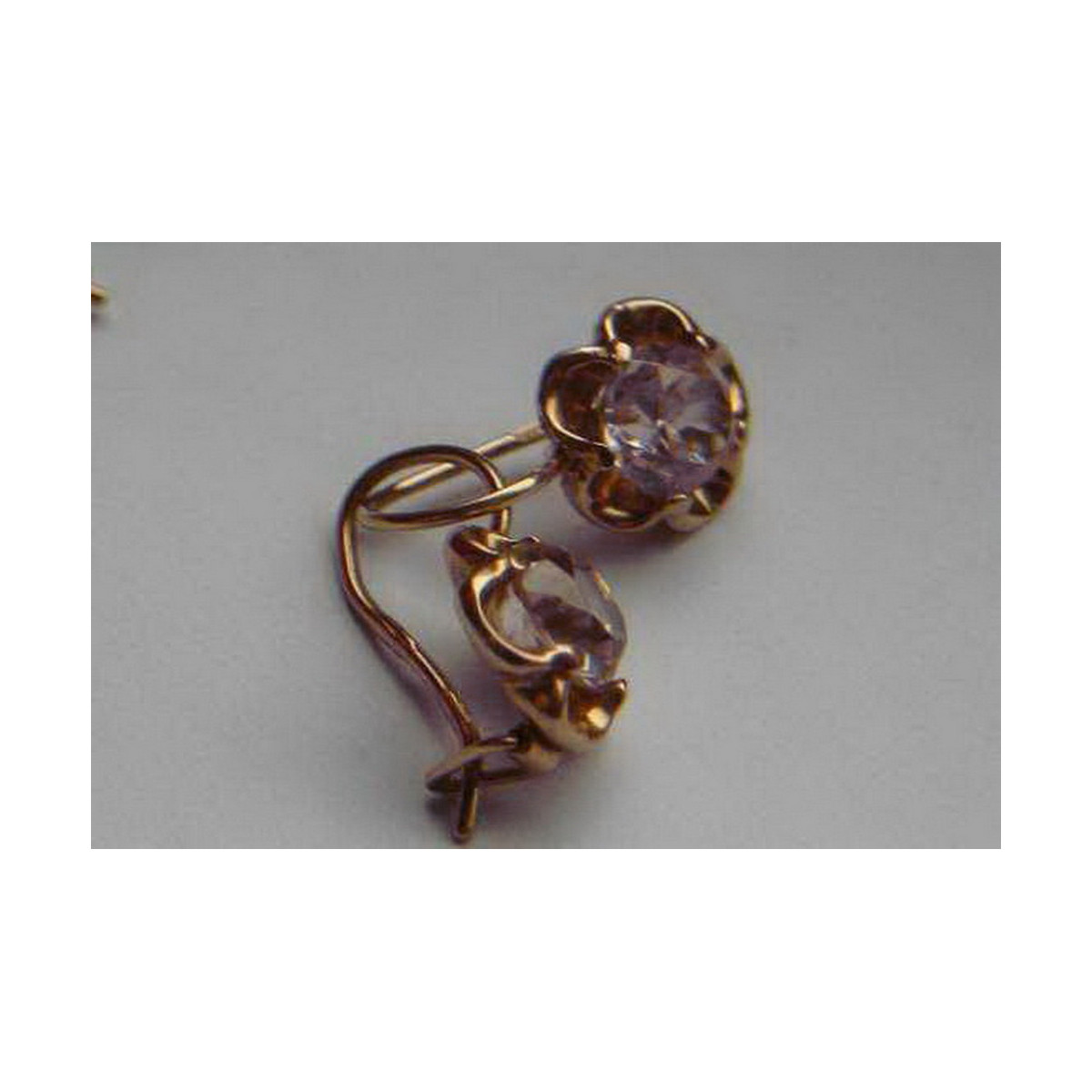 Russische Sowjetische Rose Pink 14k 585 Gold Ohrringe vec082 Alexandrit Rubin Smaragd Saphir ...