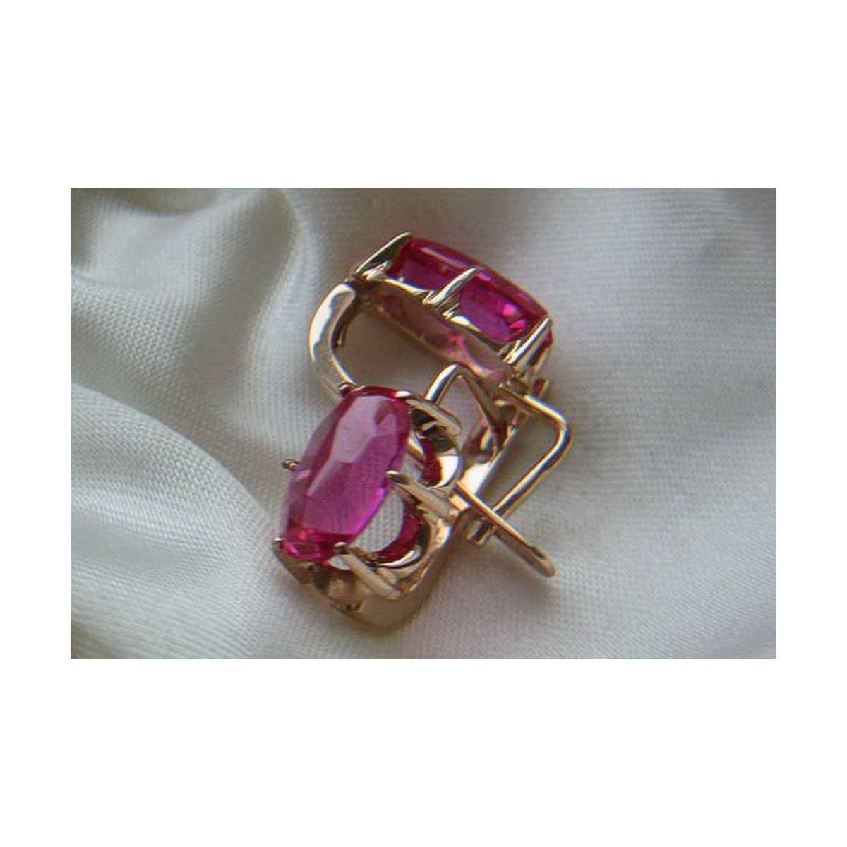 Russische Sowjetische Rose Pink 14k 585 Gold Ohrringe vec087 Alexandrit Rubin Smaragd Saphir ...