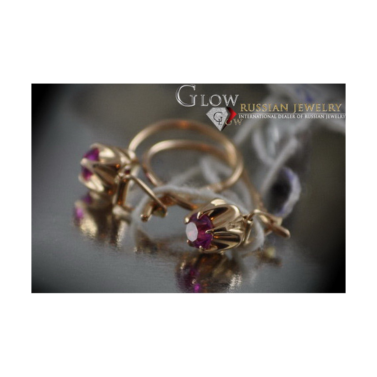 Boucles d’oreilles en or rose soviétique russe 14k 585 vec100 alexandrite rubis émeraude saphir ...