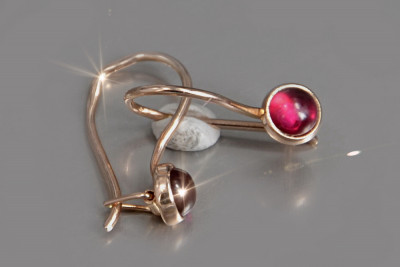 Russische Sowjetische Rose Pink 14k 585 Gold Ohrringe vec103 Alexandrit Rubin Smaragd Saphir ...