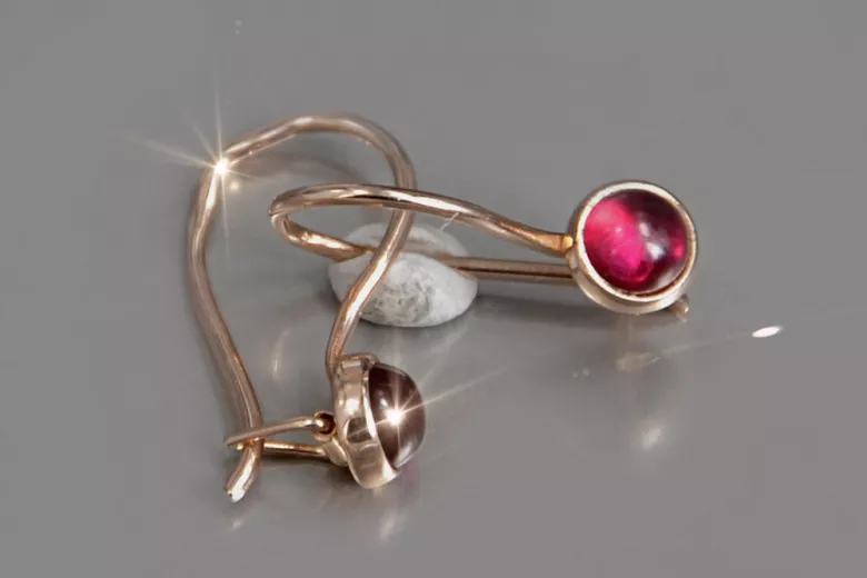 Boucles d’oreilles en or rose soviétique russe 14k 585 vec103 alexandrite rubis émeraude saphir ...