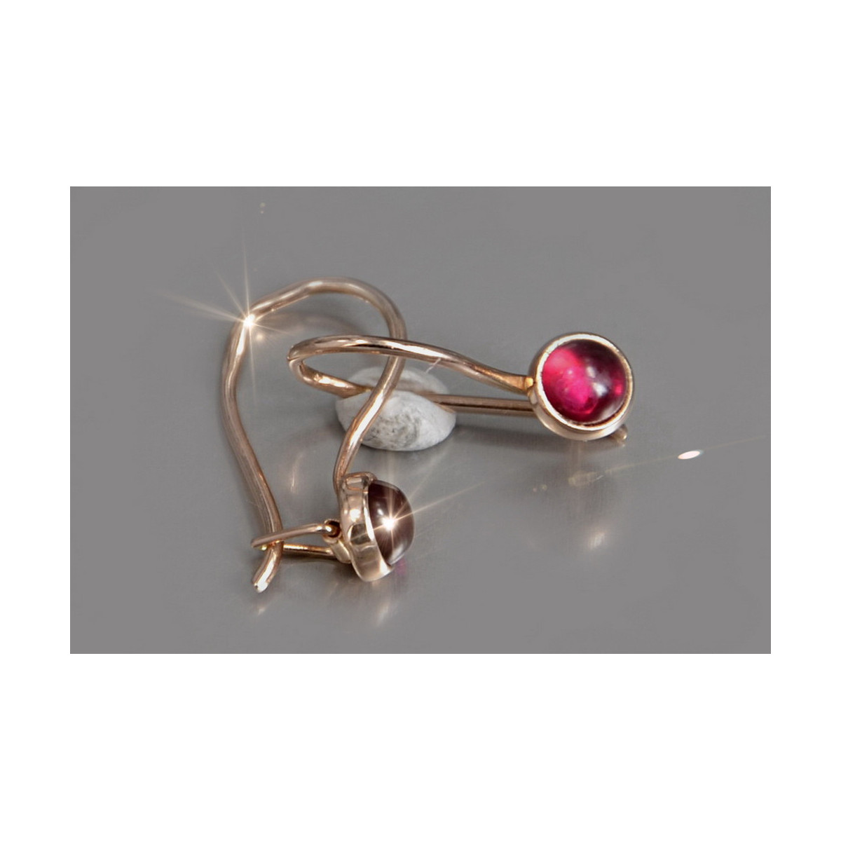 Russische Sowjetische Rose Pink 14k 585 Gold Ohrringe vec103 Alexandrit Rubin Smaragd Saphir ...