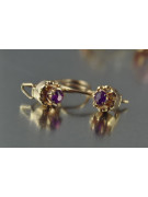 Boucles d’oreilles en or rose soviétique russe 14k 585 vec104 alexandrite rubis émeraude saphir ...