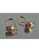 Vintage rose pink 14k 585 gold earrings vec104 alexandrite ruby emerald sapphire ...