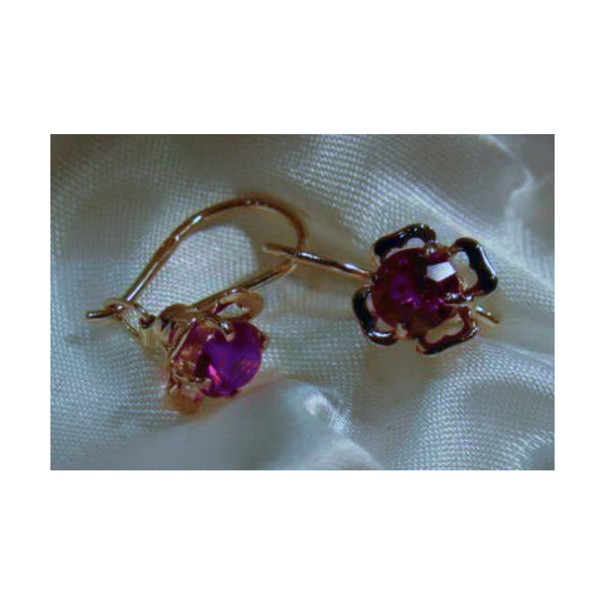 Boucles d’oreilles en or russe rose rose 14k 585 vec108 alexandrite rubis émeraude saphir ...