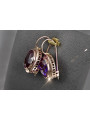 Boucles d’oreilles en or rose soviétique russe 14k 585 vec114 alexandrite rubis émeraude saphir ...