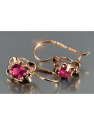 Vintage rose pink 14k 585 gold earrings vec116 alexandrite ruby emerald sapphire ...