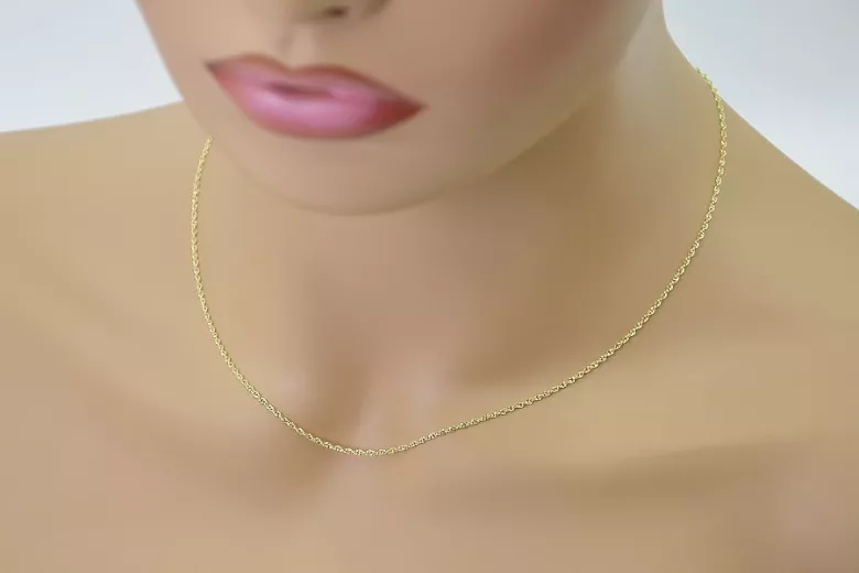 Italian yellow 14k gold New Rope Singapore diamond cut chain hollow cc079y