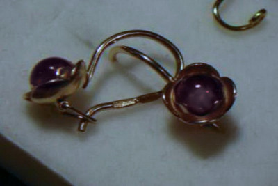 Ruso soviético rosa rosa 14k 585 pendientes de oro vec118 alejandrita rubí esmeralda zafiro ...