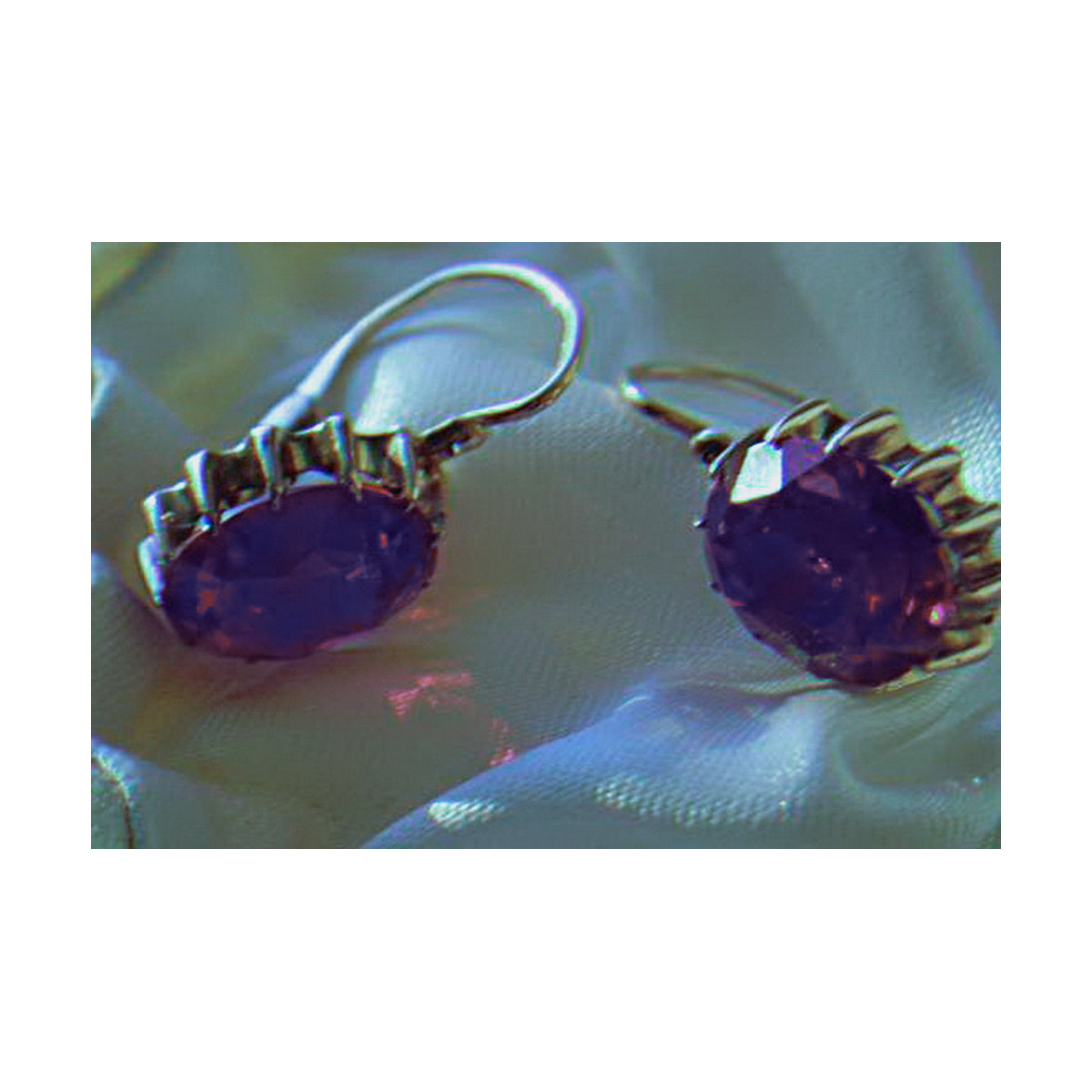 Boucles d’oreilles en or rose soviétique russe 14k 585 vec120 alexandrite rubis émeraude saphir ...